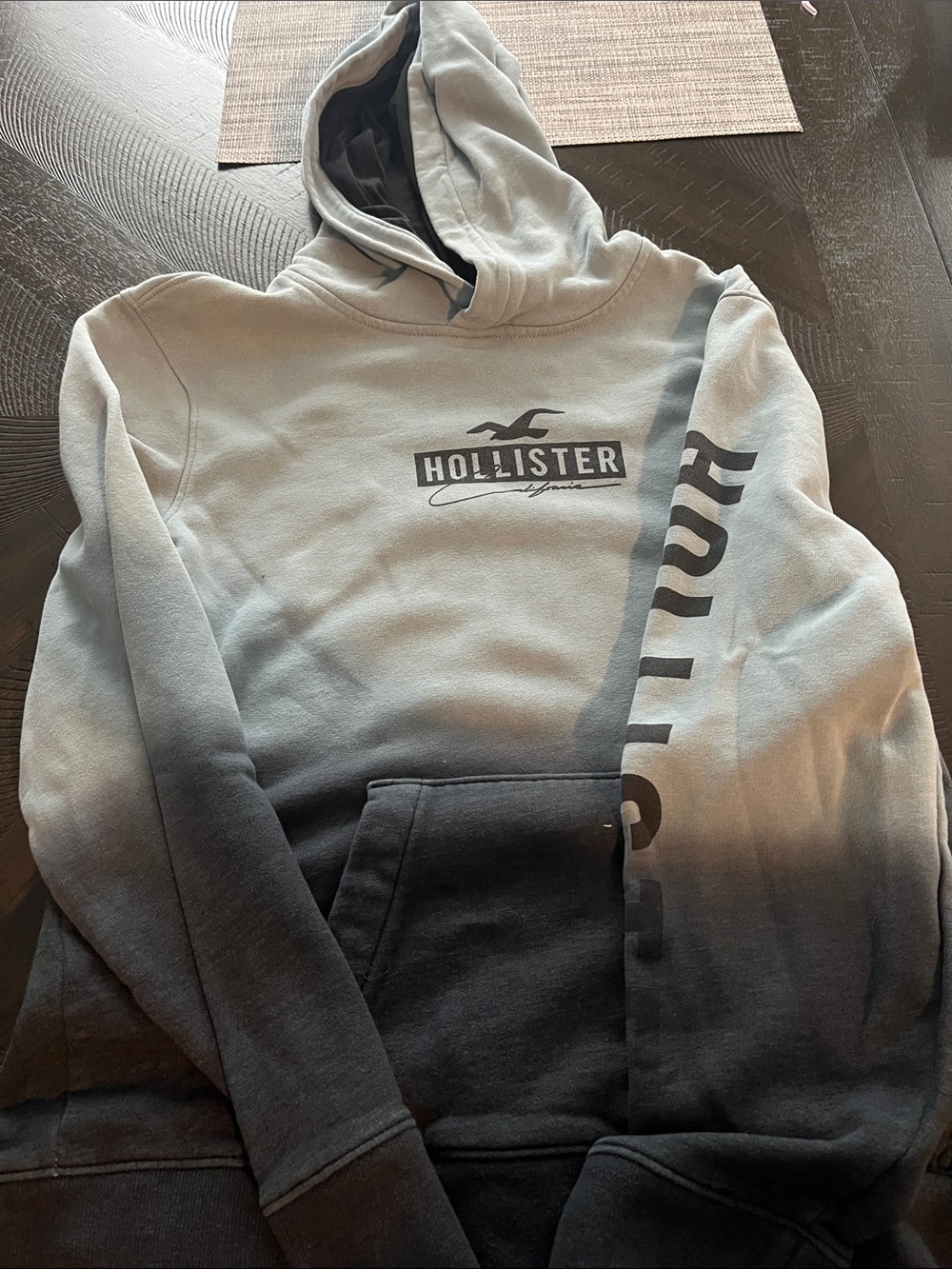 Hollister Ombre Black to Light Gray Pullover Hoodie